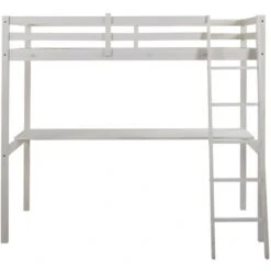 Letto A Soppalco Con Scrivania 90 X 190 Cm Pino Massello Sbiancato + Materasso - GEDEON II 9 Letto A Soppalco Con Scrivania 90 X 190 Cm Pino Massello Sbiancato + Materasso - GEDEON II -Armonia Casa 59291375 5