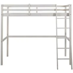 Letto A Soppalco 90 X 190 Cm Pino Massello Sbiancato + Materasso - GEDEON II -Armonia Casa 59291488 4