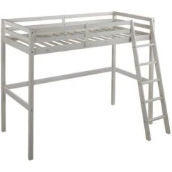 Letto A Soppalco 90 X 190 Cm Pino Massello Sbiancato + Materasso - GEDEON II -Armonia Casa 59291488 5