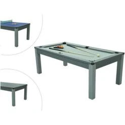 Tavolo Trasformabile - Biliardo E Ping Pong - 213x112x81,5cm - Grigio - BALTHAZAR -Armonia Casa 59316819 3