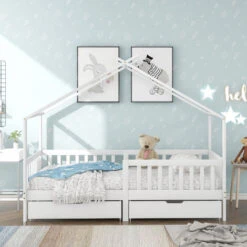 Letto Per Bambini Con 2 Cassetti - Letto Per Bambini In Legno Massello Di Pino Bianco - Rete Inclusa - 90 X 200 Cm -Armonia Casa 59825777 3