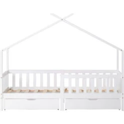 Letto Per Bambini Con 2 Cassetti - Letto Per Bambini In Legno Massello Di Pino Bianco - Rete Inclusa - 90 X 200 Cm -Armonia Casa 59825777 5