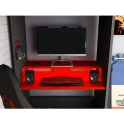 Letto A Soppalco Gamer + Materasso Con Scrivania, Scomparti E LED 90 X 200 Cm Antracite E Rosso - WARRIOR -Armonia Casa 59966822 5