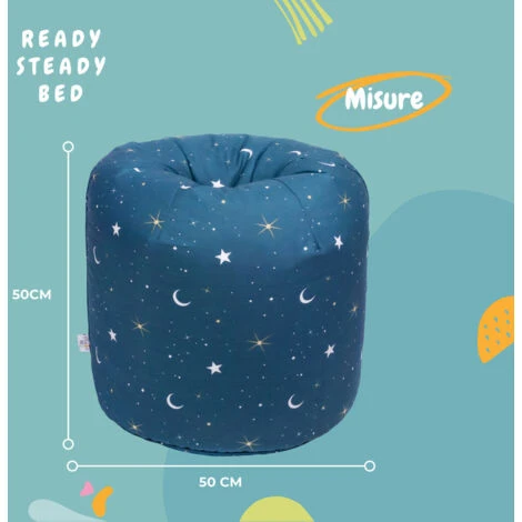 Ready Steady Bed Pouf Da Interno Per Bambini, Pouf Da Soggiorno, Moonlight 2 Ready Steady Bed Pouf Da Interno Per Bambini, Pouf Da Soggiorno, Moonlight - immagine 2