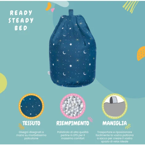 Ready Steady Bed Pouf Da Interno Per Bambini, Pouf Da Soggiorno, Moonlight 3 Ready Steady Bed Pouf Da Interno Per Bambini, Pouf Da Soggiorno, Moonlight - immagine 3