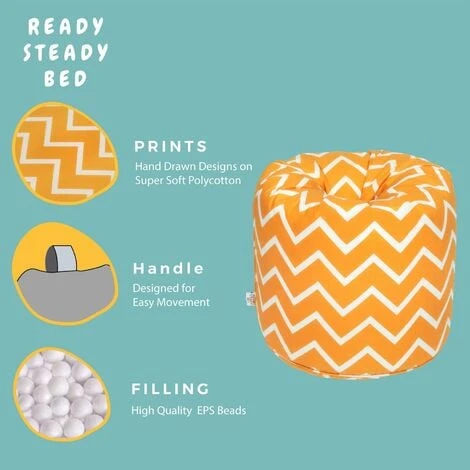 Ready Steady Bed Pouf Da Interno Per Bambini, Pouf Da Soggiorno, Zigzag 3 Ready Steady Bed Pouf Da Interno Per Bambini, Pouf Da Soggiorno, Zigzag - immagine 3