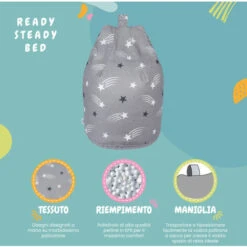 Ready Steady Bed Pouf Da Interno Per Bambini, Pouf Da Soggiorno, Stelle Filanti -Armonia Casa 60310862 3