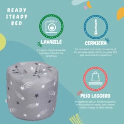Ready Steady Bed Pouf Da Interno Per Bambini, Pouf Da Soggiorno, Stelle Filanti -Armonia Casa 60310862 5