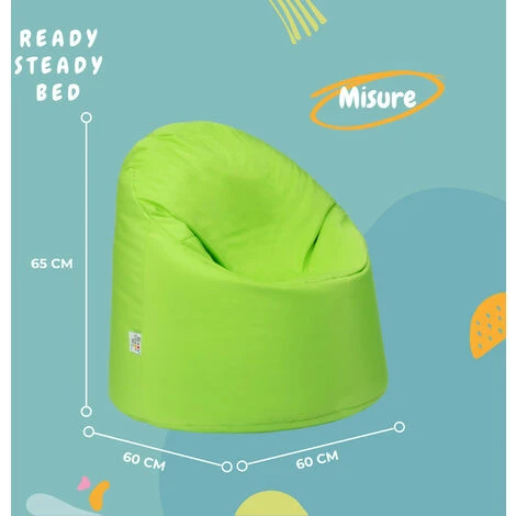 Ready Steady Bed Pouf Da Esterno Per Bambini, Comodo Sedile Da Interno Per Bambini, Ergonomico E Resistente, Lime 2 Ready Steady Bed Pouf Da Esterno Per Bambini, Comodo Sedile Da Interno Per Bambini, Ergonomico E Resistente, Lime - immagine 2