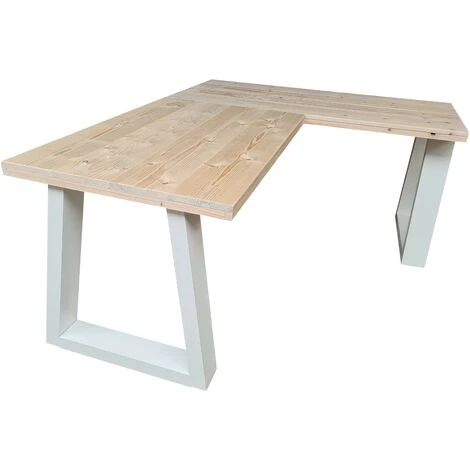 Wood4you - Scrivania Ad Angolo - Abete Di Vancouver 200/120Lx70Dx75H Bianco 4 Wood4you - Scrivania Ad Angolo - Abete Di Vancouver 200/120Lx70Dx75H Bianco - immagine 4