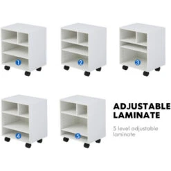 FITUEYES Supporto Per Stampante Legno Con Ruote Scrivania Lato Mobile 4 Stoccaggi 40x30x48.5cm Bianco PS404005WW -Armonia Casa 60590607 2
