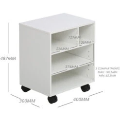 FITUEYES Supporto Per Stampante Legno Con Ruote Scrivania Lato Mobile 4 Stoccaggi 40x30x48.5cm Bianco PS404005WW -Armonia Casa 60590607 3