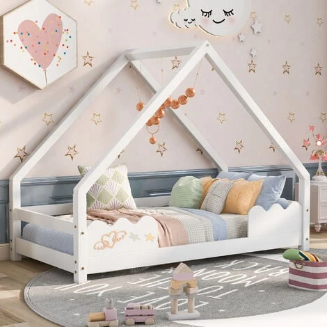 Letto Per Bambini 80x160cm Letto Per Bambini In Legno Di Pino Letto Per Bambini Casa Per Bambini Con Protezione Anticaduta E Rete A Doghe, Bianco 1 Letto Per Bambini 80x160cm Letto Per Bambini In Legno Di Pino Letto Per Bambini Casa Per Bambini Con Protezione Anticaduta E Rete A Doghe, Bianco