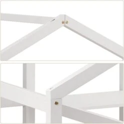 Letto Per Bambini 90x200 Cm Con Protezione Anticaduta, Comodino E Rete A Doghe, Due Letti Singoli Letti Per Ragazzi Letto Sotto Lo Stesso Tetto, Bianco -Armonia Casa 60857322 4