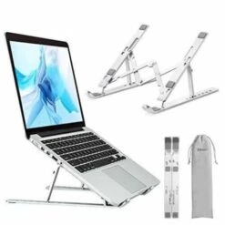 Supporto Portatile PC Cellulare Tablet Base Pieghevole Regolabile Nero Bianco -Armonia Casa 60940495 4