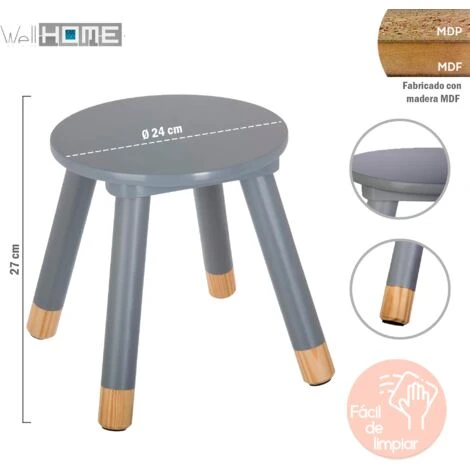 WELL HOME MOBILIARIO & DECORACIÓN Set Di 2 Sgabelli Per Bambini, Morbida, Colore Grigio Well Home, Estándar 2 WELL HOME MOBILIARIO & DECORACIÓN Set Di 2 Sgabelli Per Bambini, Morbida, Colore Grigio Well Home, Estándar - immagine 2