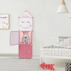 CMP IBERICA Armadio Modulabile A 3 Cubi Per Bambina, Decorazione Per Camera Da Letto, Mobile, Rosa, 30x30x100cm -Armonia Casa 61349897 3