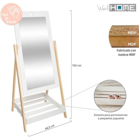 Set Di Specchi In Legno + Perchero Bambino Nuvola Bene A Casa 2 Set Di Specchi In Legno + Perchero Bambino Nuvola Bene A Casa - immagine 2