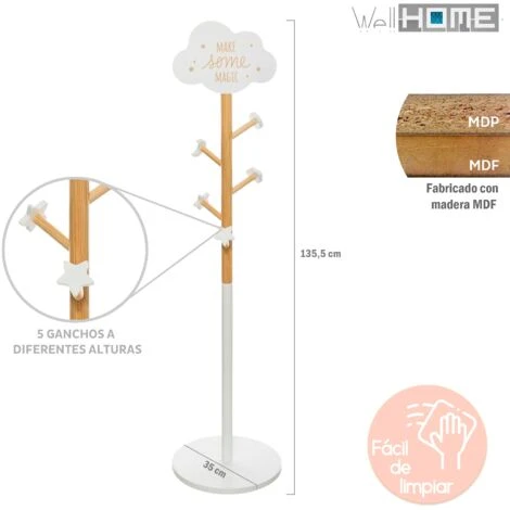 Set Di Specchi In Legno + Perchero Bambino Nuvola Bene A Casa 3 Set Di Specchi In Legno + Perchero Bambino Nuvola Bene A Casa - immagine 3