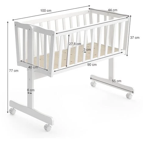 Culla Per Babé „Noah“ Bianco/grigio VitaliSpa 3 Culla Per Babé „Noah“ Bianco/grigio VitaliSpa - immagine 3