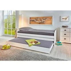 LETTO SINGOLO LOTAR 90X200 ESTRAIBILE E TRASFORMABILE IN 3 LETTI O MATRIMONIALE PINO TINTO BIANCO -Armonia Casa 62541923 3