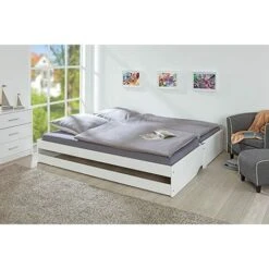 LETTO SINGOLO LOTAR 90X200 ESTRAIBILE E TRASFORMABILE IN 3 LETTI O MATRIMONIALE PINO TINTO BIANCO -Armonia Casa 62541923 4