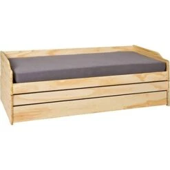 LETTO SINGOLO LOTAR 90X200 ESTRAIBILE E TRASFORMABILE IN 3 LETTI O MATRIMONIALE PINO NATURALE