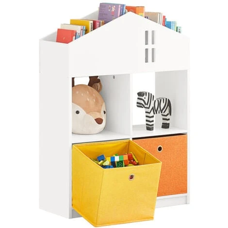 SoBuy Libreria Per Bambini Scaffale Per Bambini Con 2 Scatole In Tessuto Organizer Per Giocattoli Bianco KMB49-W 1 SoBuy Libreria Per Bambini Scaffale Per Bambini Con 2 Scatole In Tessuto Organizer Per Giocattoli Bianco KMB49-W
