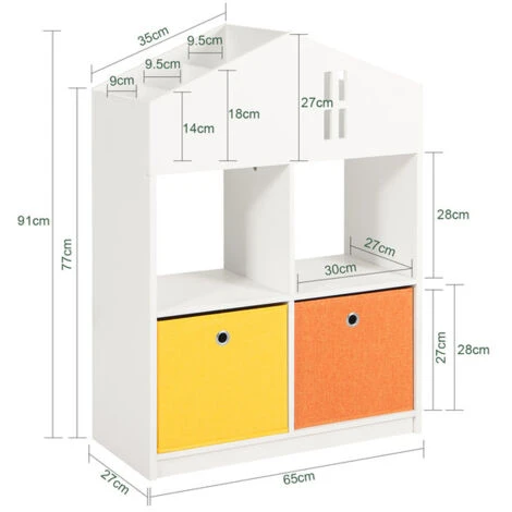 SoBuy Libreria Per Bambini Scaffale Per Bambini Con 2 Scatole In Tessuto Organizer Per Giocattoli Bianco KMB49-W 2 SoBuy Libreria Per Bambini Scaffale Per Bambini Con 2 Scatole In Tessuto Organizer Per Giocattoli Bianco KMB49-W - immagine 2