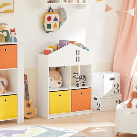 SoBuy Libreria Per Bambini Scaffale Per Bambini Con 2 Scatole In Tessuto Organizer Per Giocattoli Bianco KMB49-W 5 SoBuy Libreria Per Bambini Scaffale Per Bambini Con 2 Scatole In Tessuto Organizer Per Giocattoli Bianco KMB49-W - immagine 5