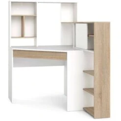 Dmora Scrivania Angolare Con Libreria, Colore Bianco E Rovere, Cm 138 X 141 X 101 -Armonia Casa 63752099 3