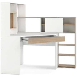 Dmora Scrivania Angolare Con Libreria, Colore Bianco E Rovere, Cm 138 X 141 X 101 -Armonia Casa 63752099 4