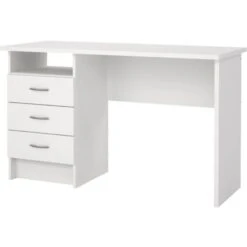 Dmora Scrivania Lineare Con Tre Cassetti, Colore Bianco, Misure 120 X 72 X 48 Cm -Armonia Casa 63752404 5