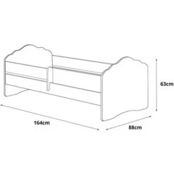 Dmora Letto Singolo Per Bambini, Lettino Per Cameretta, Letto Con Protezione Anticaduta E Testiera A Nuvola, Cm 164x88h63, Colore Bianco -Armonia Casa 63752902 3