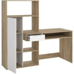 Dmora Scrivania Multifunzione Con Libreria, Cassetto E Anta, Colore Bianco E Rovere, Cm 162 X 155 X 60 8 Dmora Scrivania Multifunzione Con Libreria, Cassetto E Anta, Colore Bianco E Rovere, Cm 162 X 155 X 60 -Armonia Casa 63754198 4