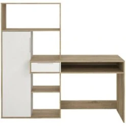 Dmora Scrivania Multifunzione Con Libreria, Cassetto E Anta, Colore Bianco E Rovere, Cm 162 X 155 X 60 9 Dmora Scrivania Multifunzione Con Libreria, Cassetto E Anta, Colore Bianco E Rovere, Cm 162 X 155 X 60 -Armonia Casa 63754198 5