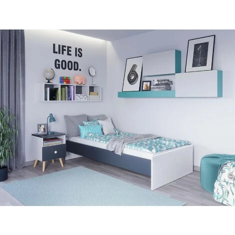 Dmora Letto Singolo Moderno Con Testiera, Letto A Una Piazza Adatto A Materasso Da 90x190 Cm, Colore Bianco E Grigio 1 Dmora Letto Singolo Moderno Con Testiera, Letto A Una Piazza Adatto A Materasso Da 90x190 Cm, Colore Bianco E Grigio