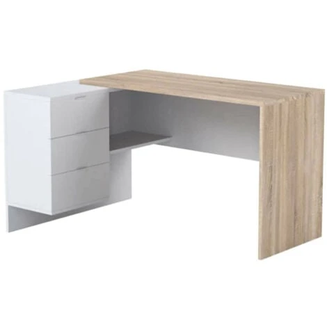 Dmora Scrivania Greensboro, Scrittoio Multifunzione Reversibile Da Ufficio Con Cassettiera, Tavolo Da Studio O Ufficio Porta PC Ad Angolo, Cm 145x108h73, Rovere E Bianco 1 Dmora Scrivania Greensboro, Scrittoio Multifunzione Reversibile Da Ufficio Con Cassettiera, Tavolo Da Studio O Ufficio Porta PC Ad Angolo, Cm 145x108h73, Rovere E Bianco
