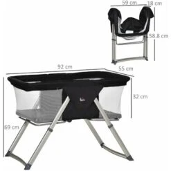HOMCOM Culla Da Campeggio 2 In 1 Con Lettino A Dondolo, Culla Pieghevole Con Materassino E Zanzariera Età 0-6 Mesi, 59x55x67/69cm, Nero 7 HOMCOM Culla Da Campeggio 2 In 1 Con Lettino A Dondolo, Culla Pieghevole Con Materassino E Zanzariera Età 0-6 Mesi, 59x55x67/69cm, Nero -Armonia Casa 64446841 3