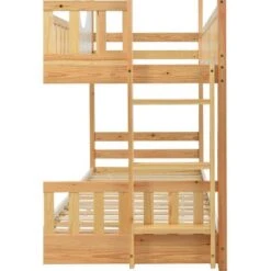 Letto A Castello 200x90 Cm Con Scaletta 2 Ripiani, Letto Per Bambini Con Protezione Anticaduta E Barriera, Struttura In Pino, Colore Naturale -Armonia Casa 64515601 4