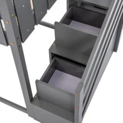 Letto A Castello Con Scaletta Contenitore, Letto Per Bambino Con 3 Cassetti, Con Recinzione, Grigio -Armonia Casa 64515768 4