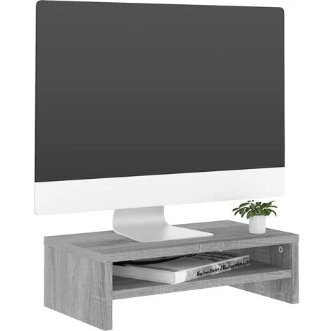Supporto Per Monitor Grigio Sonoma 42x24x13cm Legno Multistrato VidaXL 4 Supporto Per Monitor Grigio Sonoma 42x24x13cm Legno Multistrato VidaXL - immagine 4