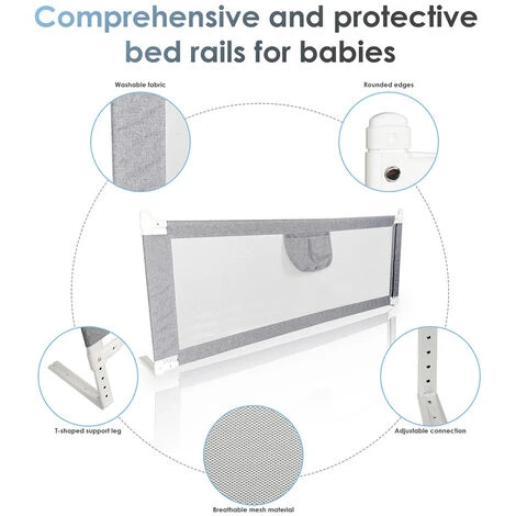 Hengda Barrière De Lit Extra-Large De 180 Cm Protection De Lit Pour Tout-Petit Accessoire De Chambre Pour Garçons Et Filles Barrière De Lit 5 Hengda Barrière De Lit Extra-Large De 180 Cm Protection De Lit Pour Tout-Petit Accessoire De Chambre Pour Garçons Et Filles Barrière De Lit - immagine 5