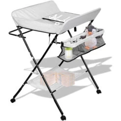 Hengda Fasciatoio Vaschetta Vasca Da Bagno Regolabile In Altezza Pieghevole Fasciatoio Regolabile In Altezza Con Imbottitura E Ruote