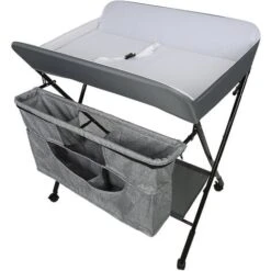 Fasciatoio Pieghevole Con Cesto Portaoggetti Per La Cameretta Dei Neonati Regolabile In Altezza Grigio -Armonia Casa 66556323 3