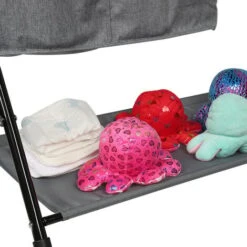 Fasciatoio Pieghevole Con Cesto Portaoggetti Per La Cameretta Dei Neonati Regolabile In Altezza Grigio -Armonia Casa 66556323 4