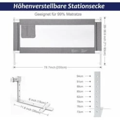 Sponda Letto, Sponda Letto 200 Cm, Sponda Letto, Sponda Letto, Adatta Per Culle, Letti Dei Genitori E Tutti I Materassi In Legno Massello -Armonia Casa 66559237 4