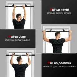 COSTWAY Sbarra Per Trazioni Sulla Porta, Barra Chin Up Multi Presa Per Porta Con Prese In Schiuma, Sbarra Allenamento Parte Superiore Del Corpo Per Casa E Palestra -Armonia Casa 66765320 5