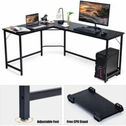 RELAX4LIFE Scrivania Angolare A Forma Di L, Postazione Di Lavoro Per Computer In Struttura Di Ferro Stabile Con Piano Spazioso, Tavolo Da Studio In Stile Industriale, 167,5 X 125,5 X 73,5 Cm (nero) -Armonia Casa 67415272 4