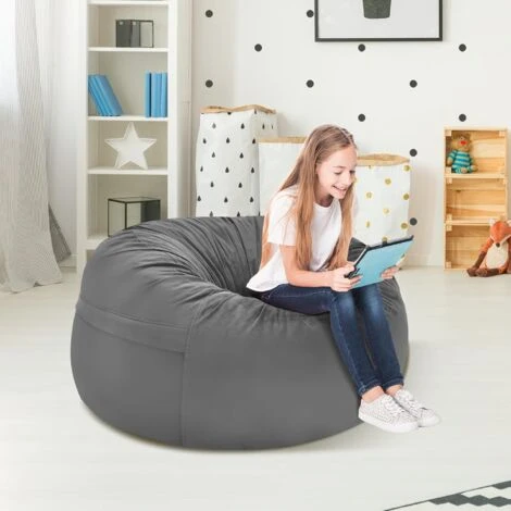 RELAX4LIFE Poltrona Sacco, Pouf, Sedile Singolo, Rivestimento Interno E Fodera In Velluto, Imbottitura In Spugna, Per Soggiorno, Camera Da Letto, Ufficio, Grigio, Peso Massimo 150 Kg, 91x91x61 Cm 3 RELAX4LIFE Poltrona Sacco, Pouf, Sedile Singolo, Rivestimento Interno E Fodera In Velluto, Imbottitura In Spugna, Per Soggiorno, Camera Da Letto, Ufficio, Grigio, Peso Massimo 150 Kg, 91x91x61 Cm - immagine 3